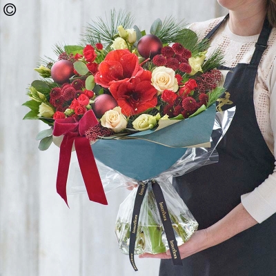 Christmas Hand Tied With Seasonal Florist Choice